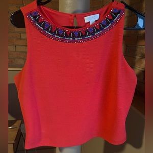 Bisou Bisou Red Beaded Tank M